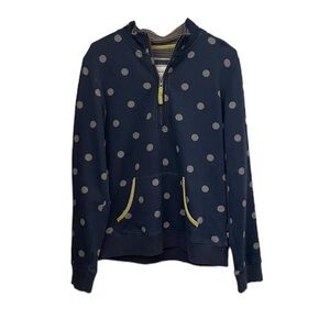 Boden 1/4 Zip Pullover Sweatshirt Navy Polkadot UK 10/ US 6
